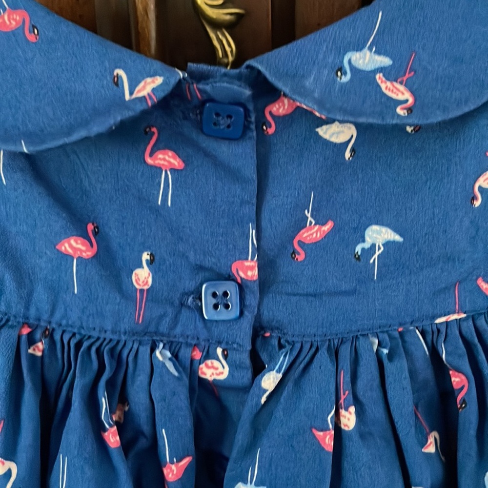 First Impressions Flamingo Dress 6-9M Baby Girl Blue Sleeveless Summer Dress - Picture 5 of 6